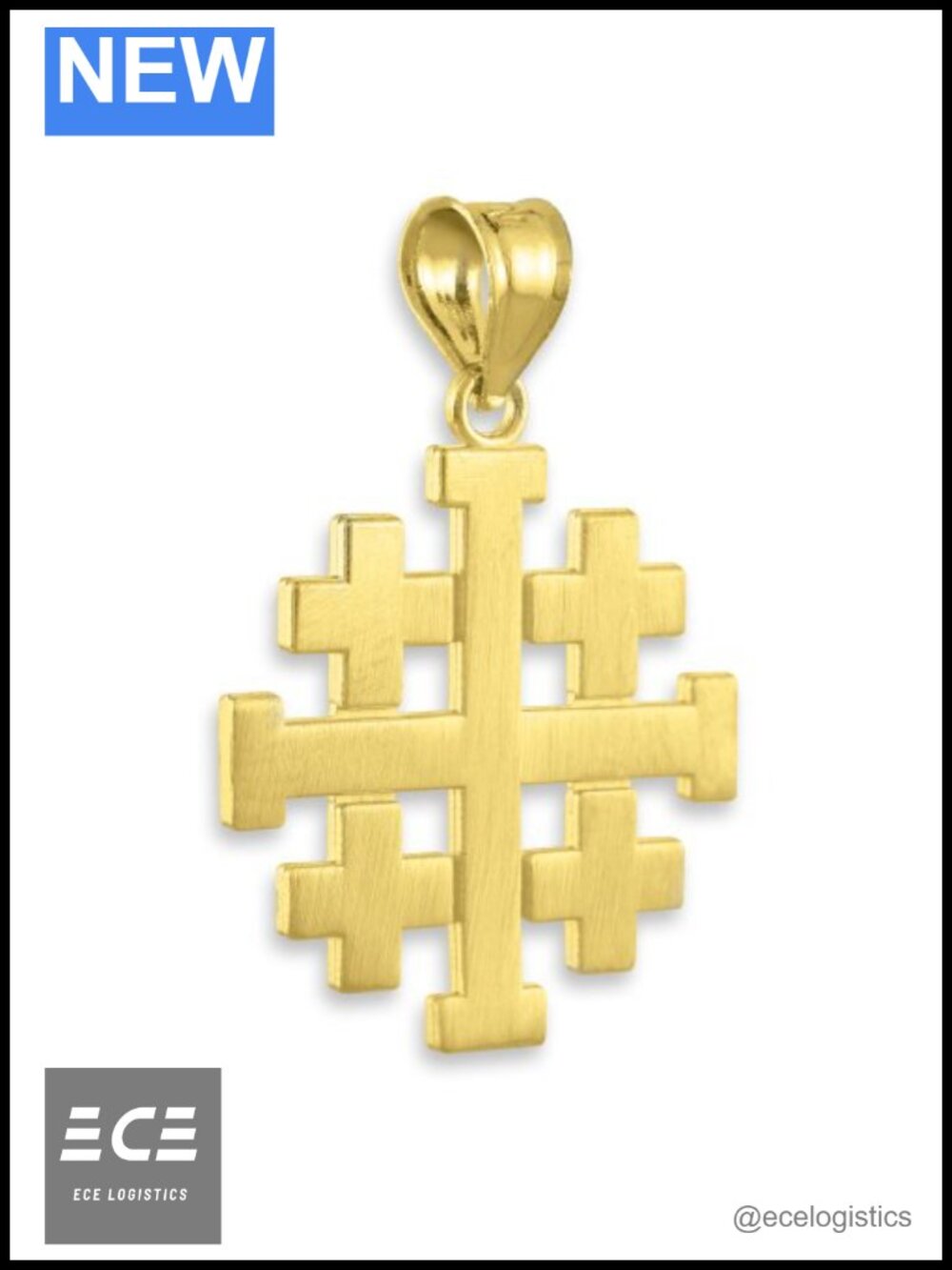 10k Gold Templar Crusaders Jerusalem Cross Pendant
